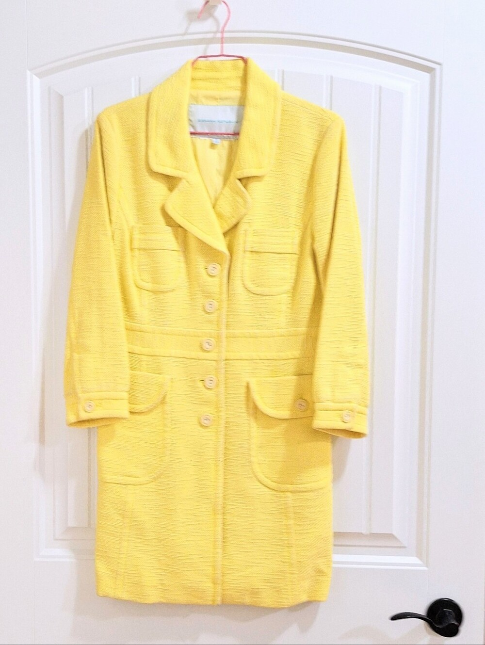 NWOT Vintage Banana Republic Soft Lemon Yellow Heavy Textured Coat Dress - M
